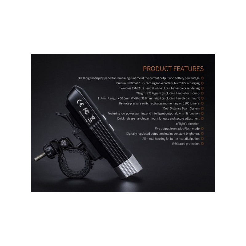 FENIX CYKELLAMPA BC30R 1600 LUMEN