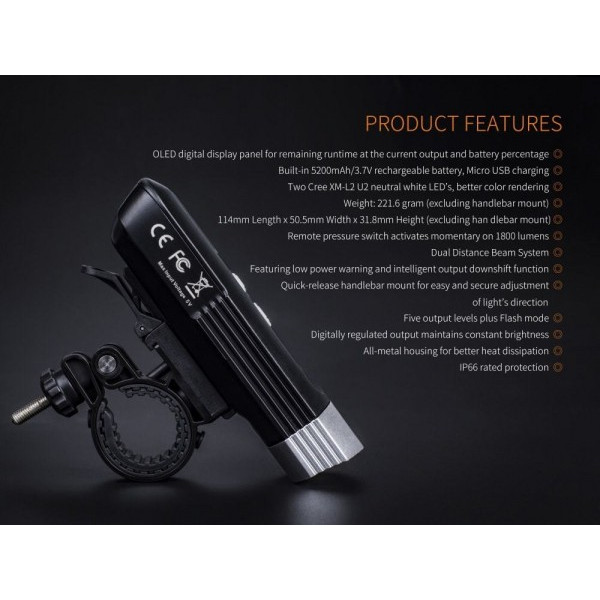 FENIX CYKELLAMPA BC30R 1600 LUMEN